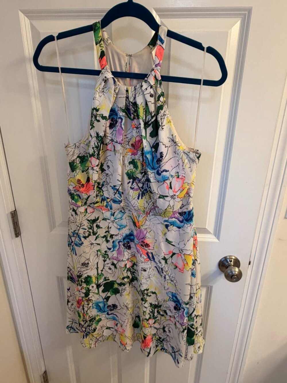 EXPRESS Floral Keyhole Halter Neck Dress